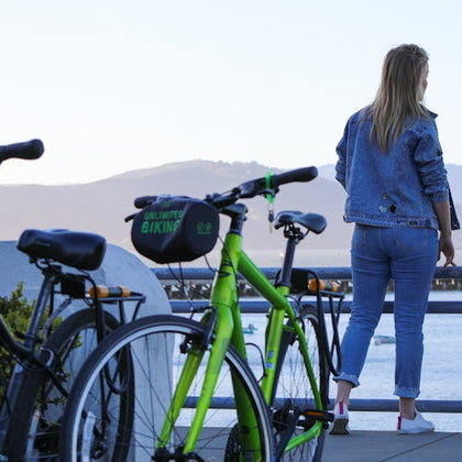 Guide shows the points of interest on a bike tour
