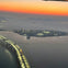 Sunset of Bay Bridge and Treasure Island, and Alcatraz Island