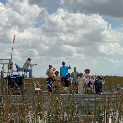 Airboat exploring the everglades 
