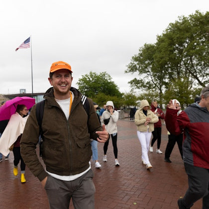 Guide with tour group