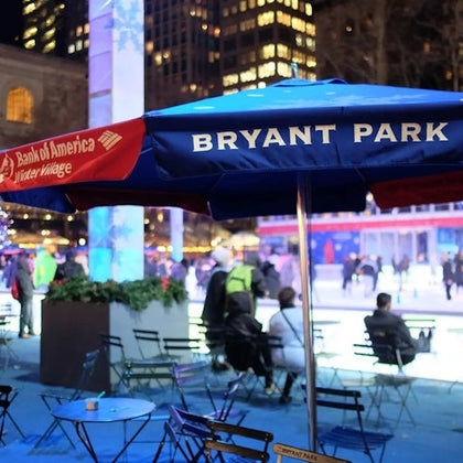 Bryant Park at night on Christmas