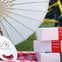 A picnic setup with a white parasol, stacked boxes labeled "Central Park Picnic," and part of a bicycle visible.