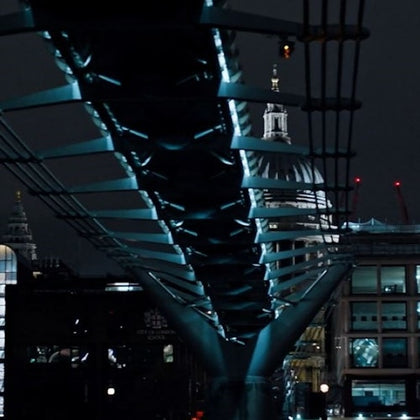 Illuminated Millennium Bridge and St. Paul's Cathedral