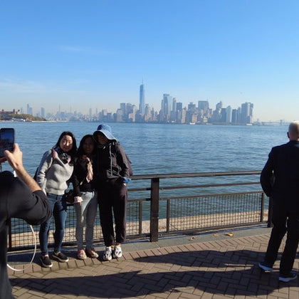 A stunning photo of New York City's skyline as seen from Liberty Island
