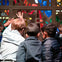 Touching a stained glass window by Gabriel Loire
