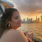 Enjoying a cocktail while the sun sets over the Miami Skyline