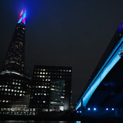 Illuminated London Bridge and The Shard