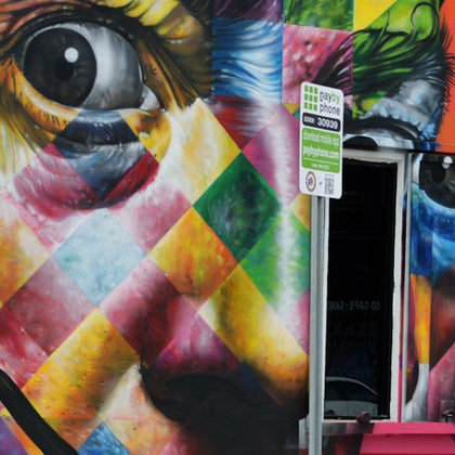 A colorful street art mural