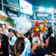 Mascot visits in the outfield Recess Lounge