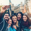 Taking a selfie with friends