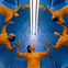 Woman at museum of illusions in Chicago