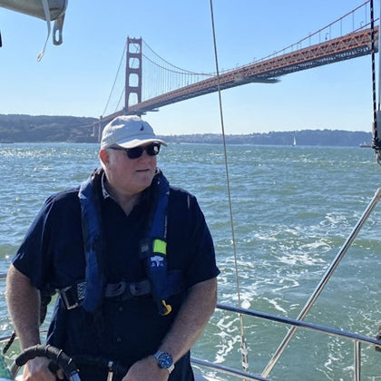 Sailing on San Francisco Bay past the Golden Gate Bridge