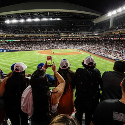 Catch homerun balls as these fans can from the Budweiser bar located in centerfield