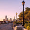 Sunset at Battery Park in New York City.