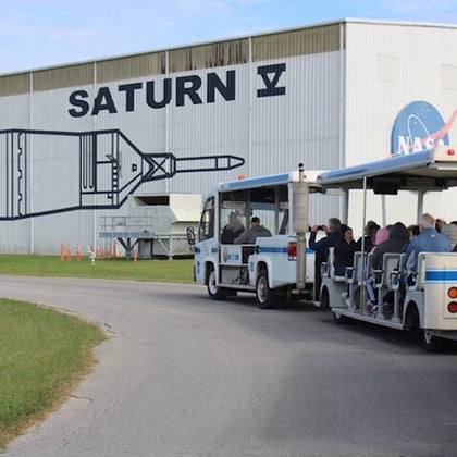 NASA's "Rocket Park" Tram Tour offers a view of the amazing Saturn V rocket