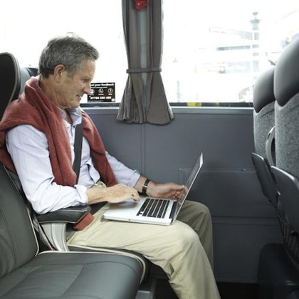 Relax in reclining leather seats with headrests