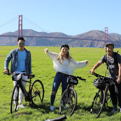 Three friends enjoy the ride
