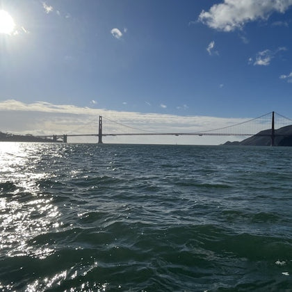 View of the Golden Gate Bridge from the water