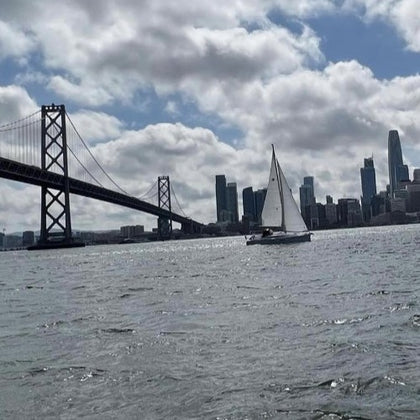 Sailing Past The Bay Bridge Along the San Francisco waterfront