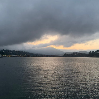 Sunset in Sausalito on a cloudy evening