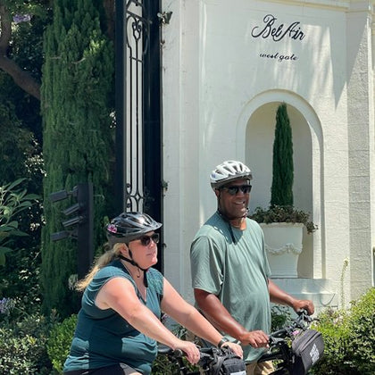 The royal gates of Bel-Air on this electric Beverly Hills Bike Tour