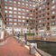 Quiet walkways around Rowes Wharf in Boston.