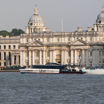 Uber Boat by Thames Clippers and The Old Royal Naval College, home of The Painted Hall