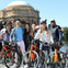 Tour group stops for a photo