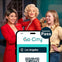 Three women posing together, one resembling Marilyn Monroe, with a Go City Essentials Pass for Los Angeles displayed in front.