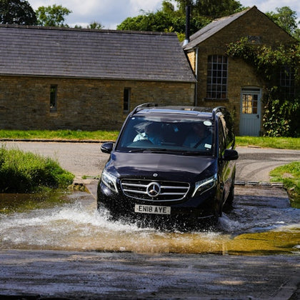 The supplier's tour vehicle in the Cotswolds