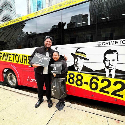 Public Enemies Posing at the Chicago Crime Tour Bus.