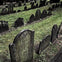 Spooky photo of headstones in the King's Chapel Cemetery