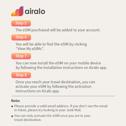 Easy steps to redeem eSIM vouchers on www.airalo.com
