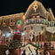 Fairy lights and a nativity scene decorate this house