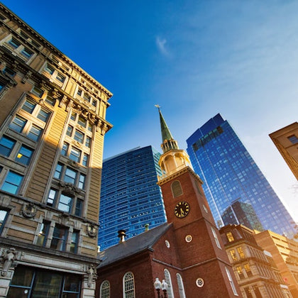 Old South Meeting House (1729), origin site of the Boston Tea Party (1773)