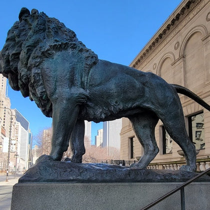 The North Lion at the entrance to The Art Institute.