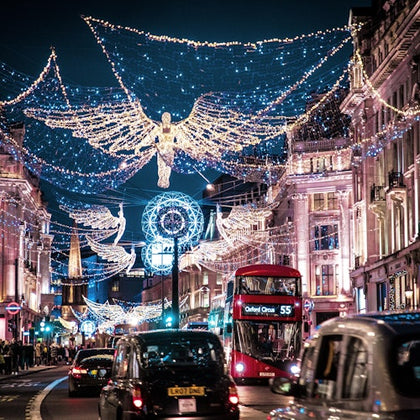 London Christmas Lights Experience on a Vintage Open-Top Bus