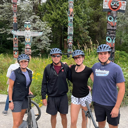 Visiting the totem poles in Stanley Park.