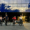 Enjoying golden hour in front of the Pacific Design Center