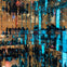 A mirrored room with people exploring, illuminated by blue and warm lights, creating endless reflections.