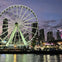 Waterfront near Bayfront Park with the Miami Skywheel and Hard Rock Cafe 