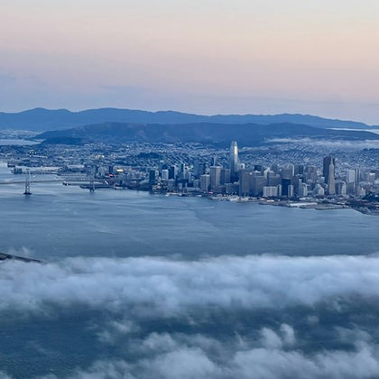 Beautiful SF view after sunset over the clouds