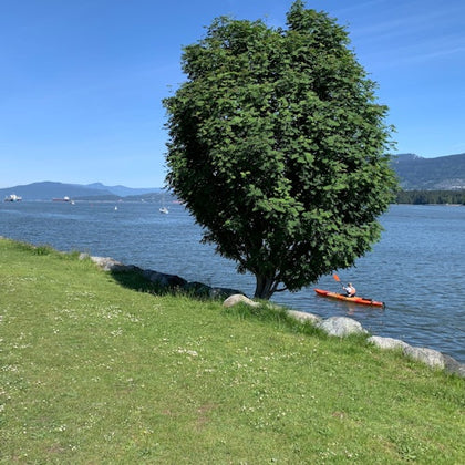 Biking along Vancouver's Waterfront.