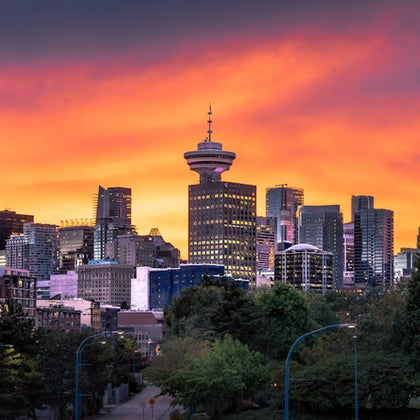Downtown Vancouver at sunset